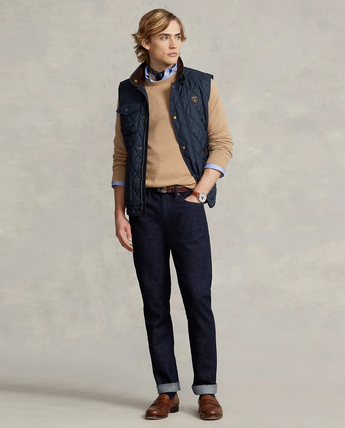 Темно-синие джинсы Sullivan Slim Stretch Selvedge от RALPH LAUREN