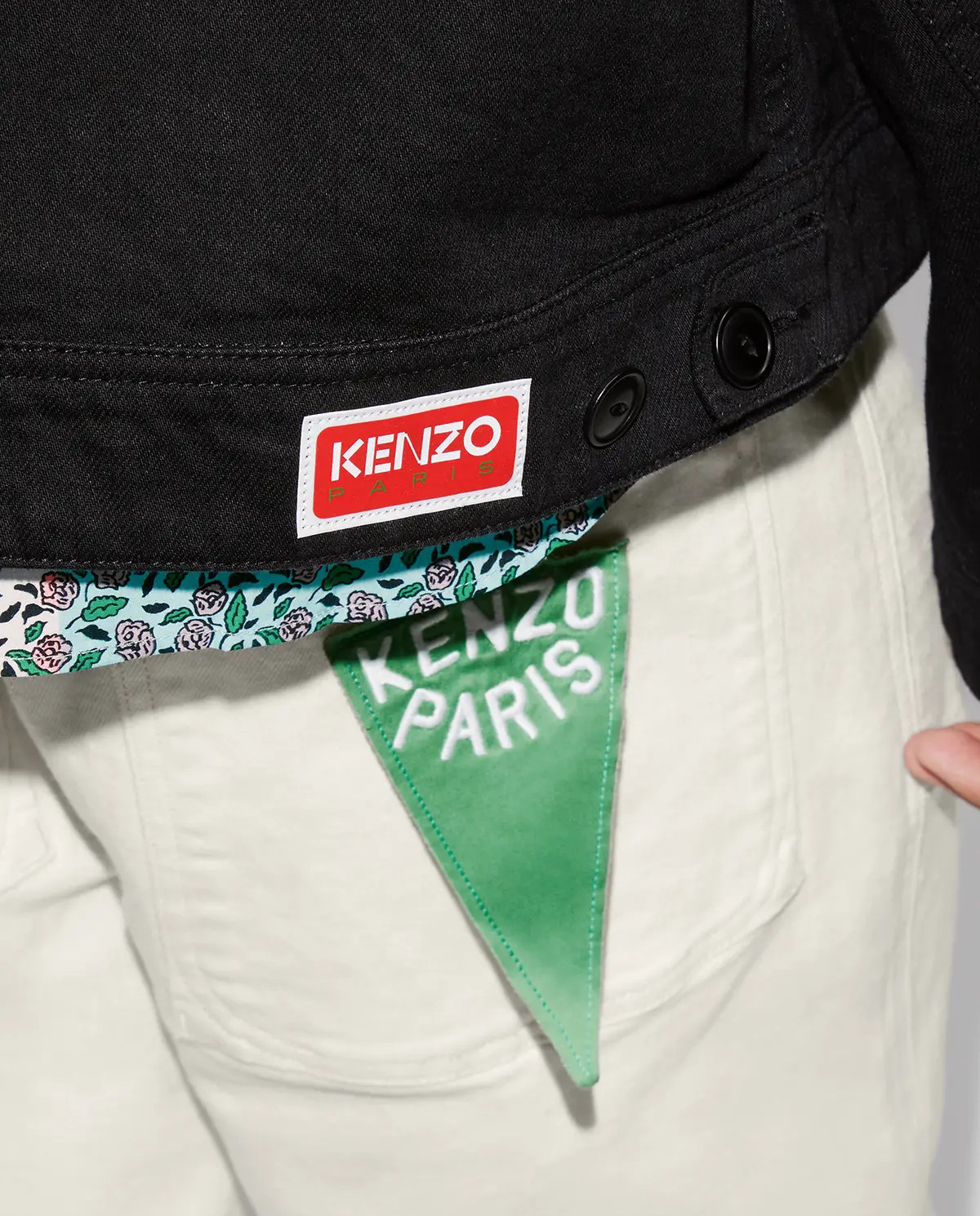 Джинсова куртка KENZO чорного кольору з логотипом