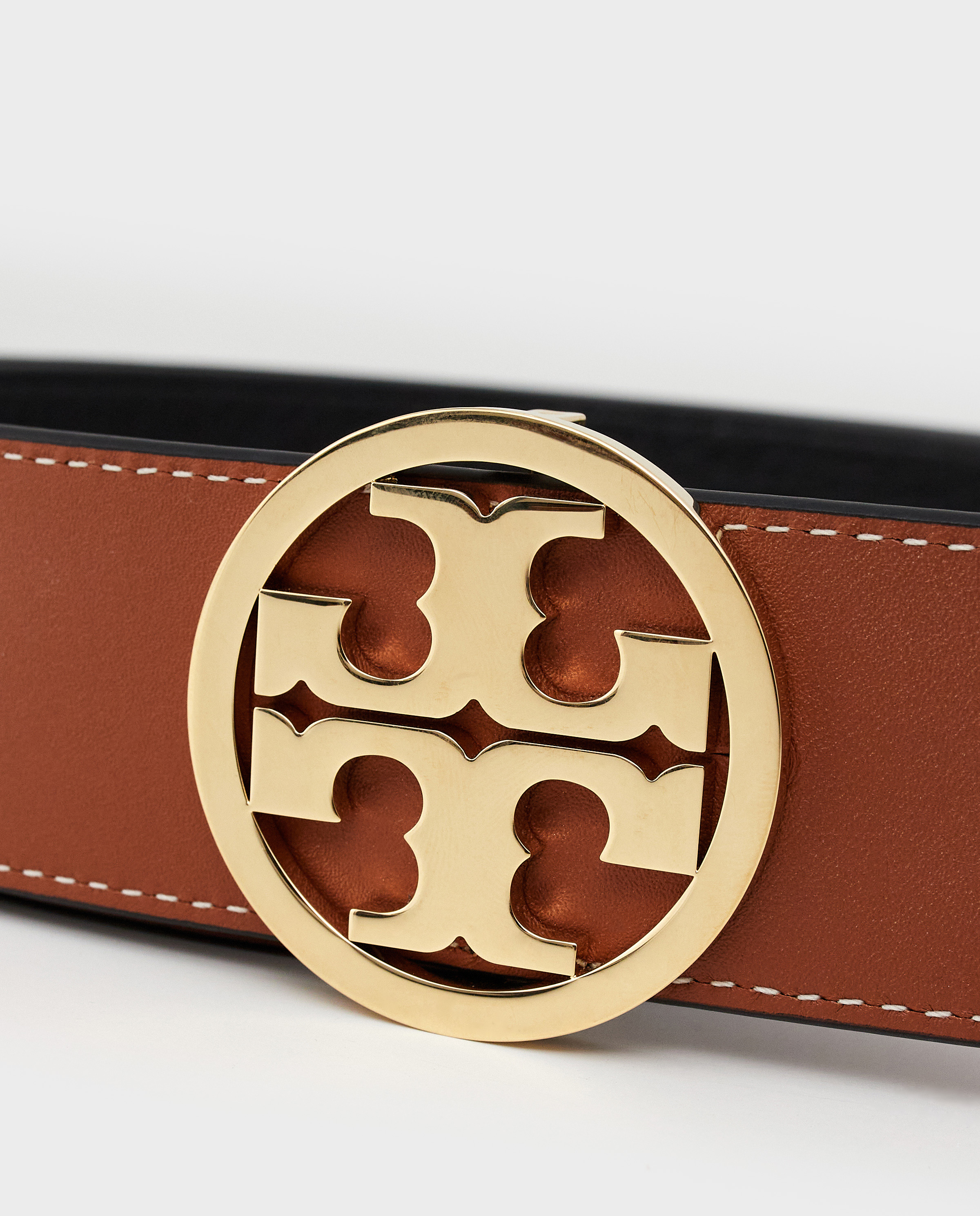 TORY BURCH Двосторонній ремінь із золотою пряжкою Miller