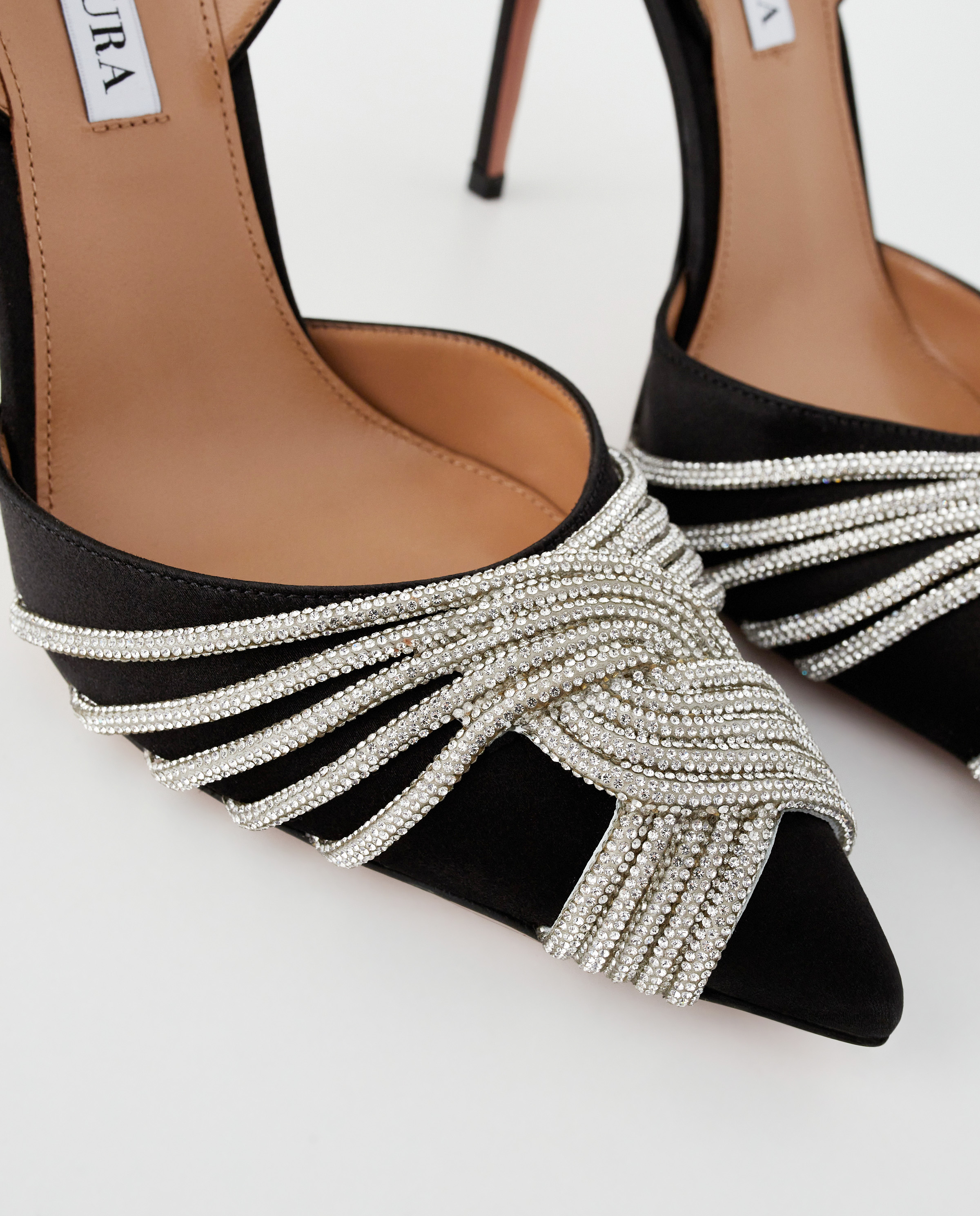 AQUAZZURA Чорні туфлі з кристалами Gatsby