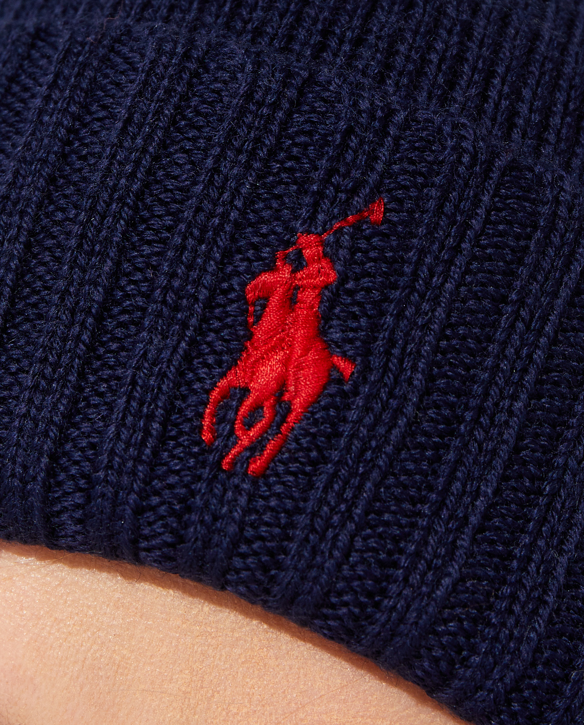 Темно-синя шапка-біні з логотипом RALPH LAUREN