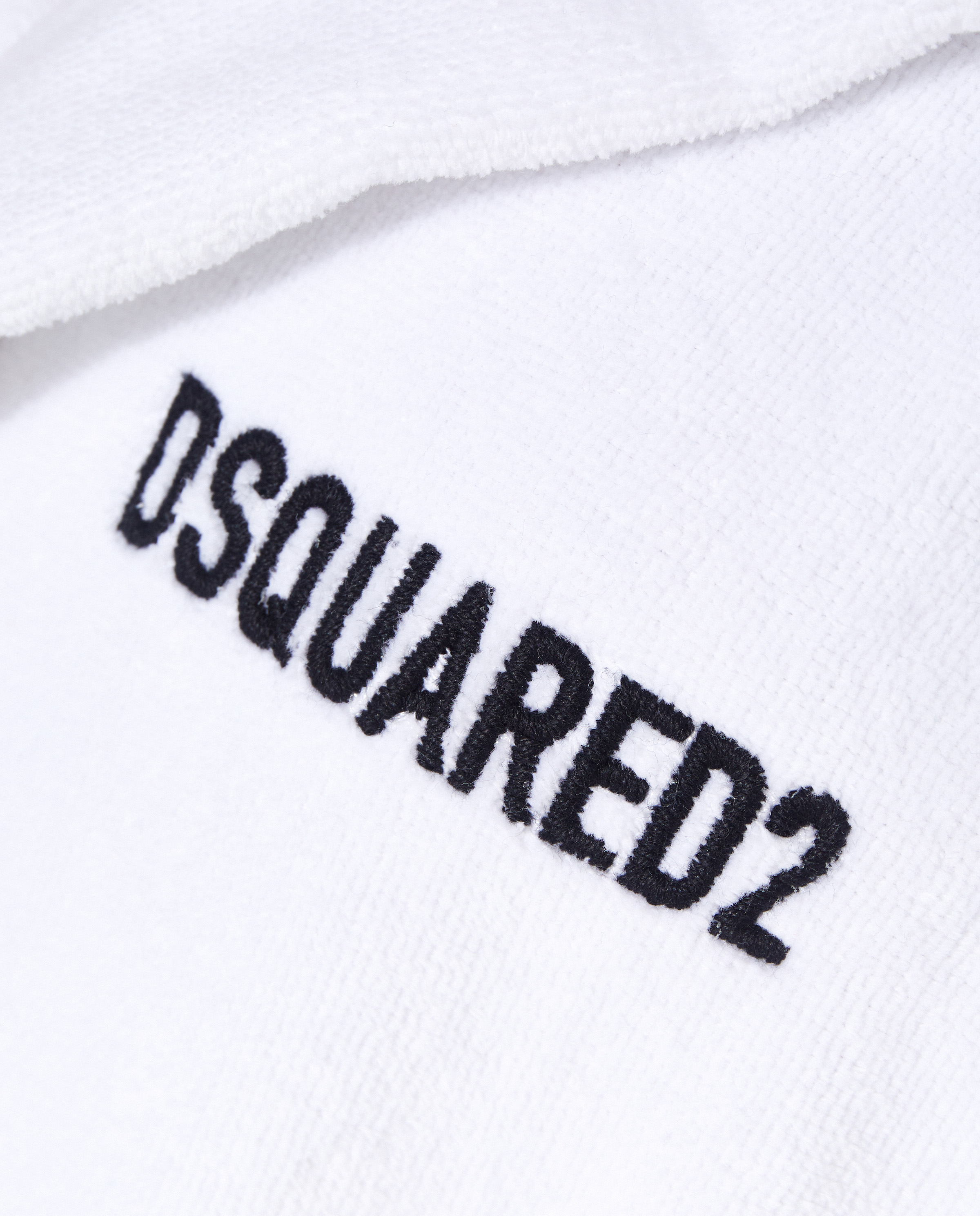 DSQUARED2 Білий халат з капюшоном і логотипом