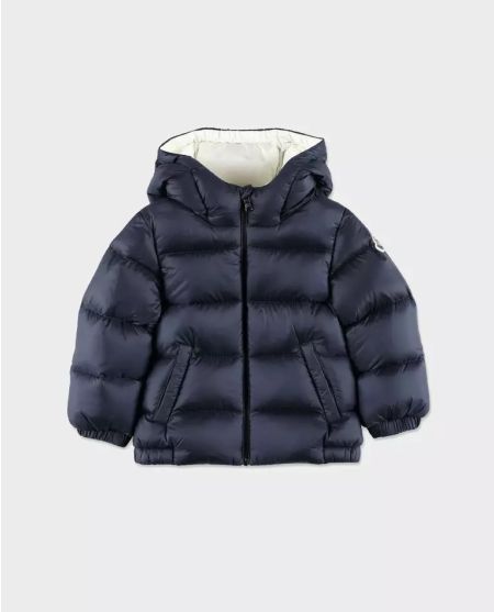 MONCLER KIDS Темно-синій пуховик із капюшоном Macaire