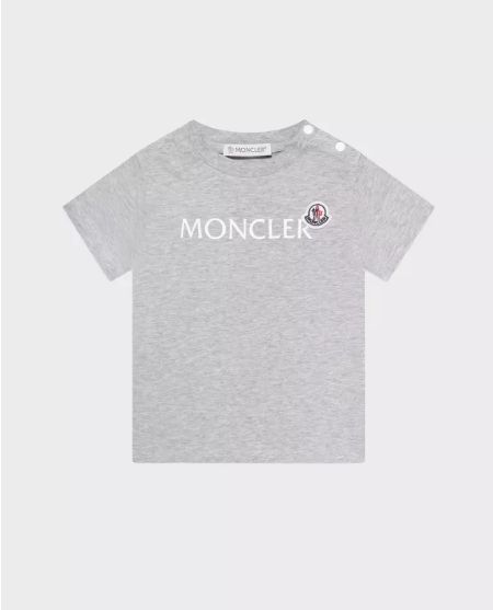 MONCLER KIDS Сіра футболка з логотипом