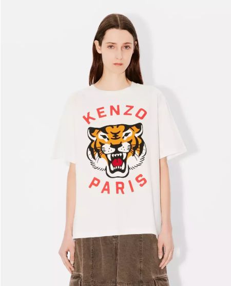 KENZO Бавовняна біла футболка Lucky Tiger