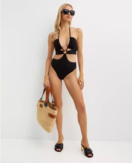 MAX MARA BEACHWEAR Чорний купальний костюм Клеопатри