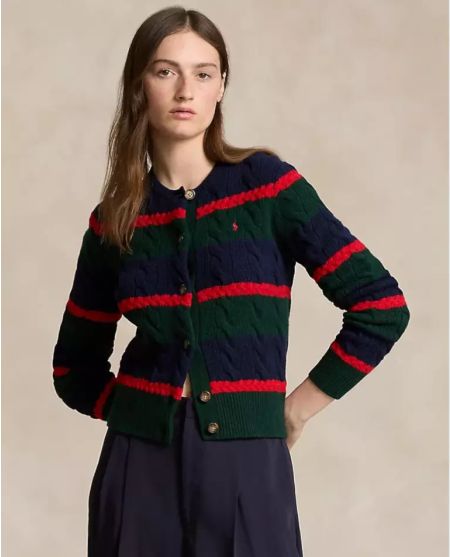 RALPH LAUREN Смугастий картатий кардиган