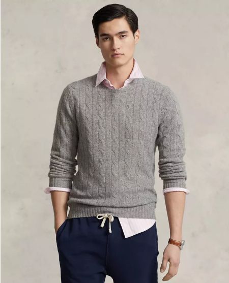 Сірий картатий джемпер RALPH LAUREN Cashmere