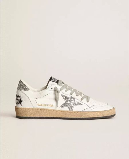 GOLDEN GOOSE Білі кросівки Bal Star з логотипом із гліттера