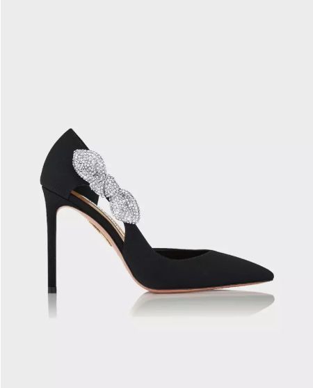 AQUAZZURA Чорні шпильки AQUAZZURA Black Very Bow Tie Crystal 105