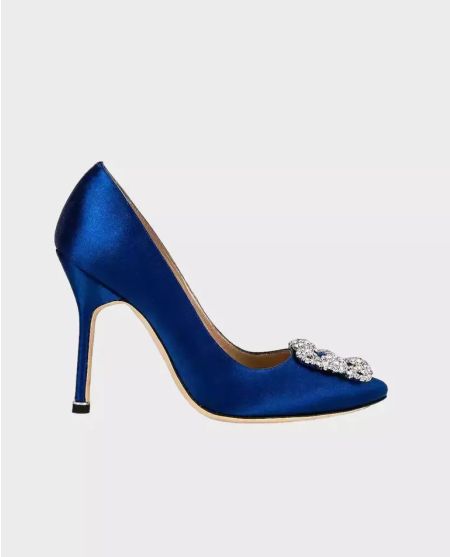 MANOLO BLAHNIK Сині атласні шпильки Hangisi 10,5 см