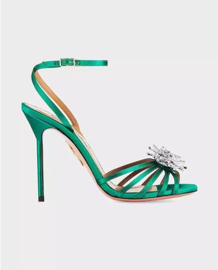 Зелені босоніжки на шпильці AQUAZZURA Green Stardust