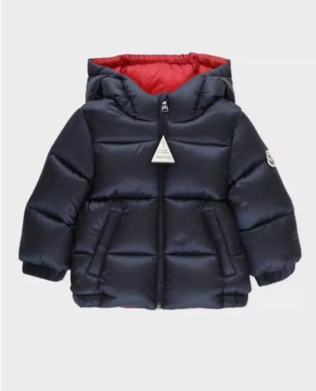 MONCLER KIDS Темно-синя куртка з капюшоном 0-3 роки