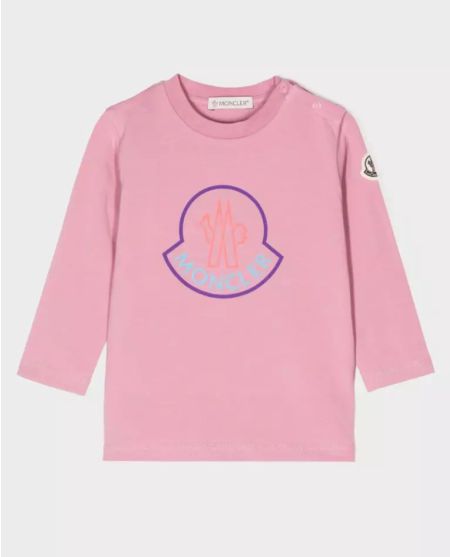 MONCLER KIDS Рожева футболка з логотипом 0-3 роки