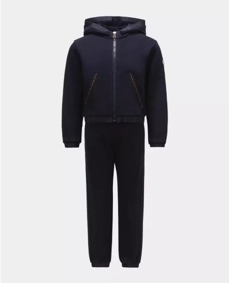 MONCLER KIDS Темно-синій спортивний костюм з капюшоном і логотипом