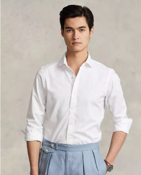 RALPH LAUREN Біла сорочка з логотипом Slim Fit комір в італійському стилі