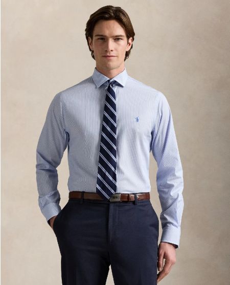 RALPH LAUREN Біла та синя сорочка в смужку Slim Fit