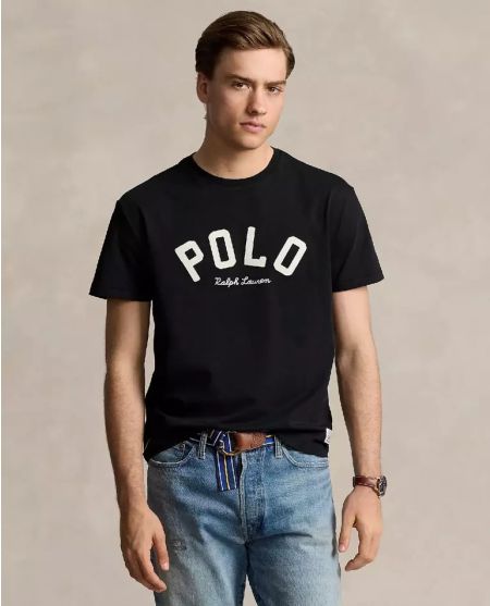 RALPH LAUREN Чорна футболка з логотипом Класична посадка