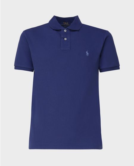 RALPH LAUREN Темно-синя сорочка-поло з логотипом Slim Fit