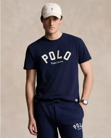 RALPH LAUREN Темно-синяя футболка с логотипом Classic Fit 