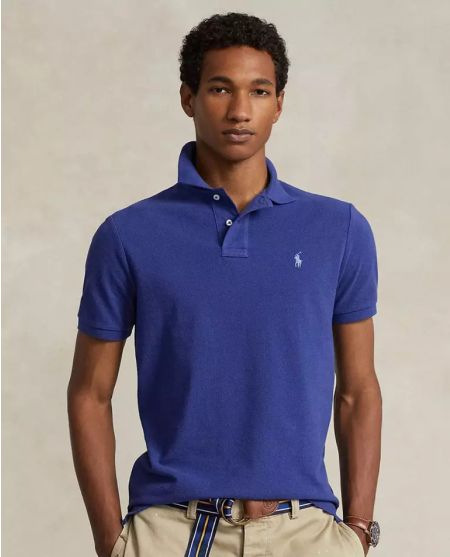 RALPH LAUREN Синя сорочка-поло Slim Fit Mesh Polo