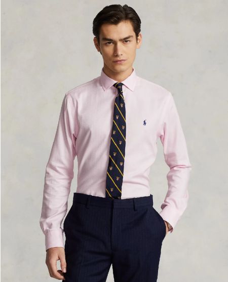 RALPH LAUREN Рожева сорочка з логотипом Slim Fit