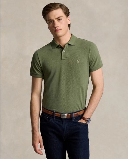 RALPH LAUREN Зелена сорочка-поло з логотипом Slim Fit