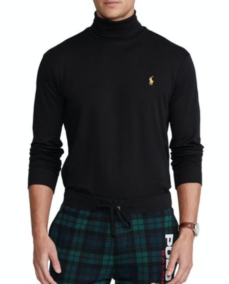 RALPH LAUREN Чорна водолазка з логотипом Slim Fit