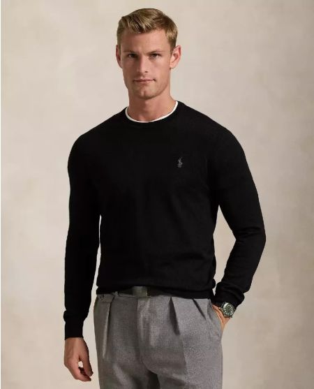 RALPH LAUREN Чорний джемпер із логотипом Slim Fit