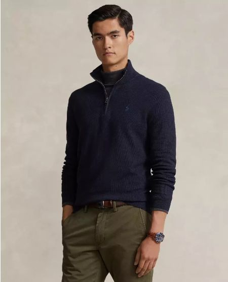 RALPH LAUREN Темно-синій в'язаний джемпер Regular Fit