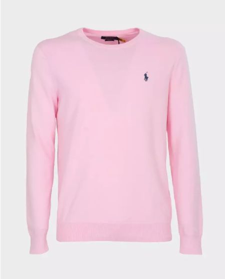 RALPH LAUREN Рожевий джемпер з вишивкою логотипу Slim Fit