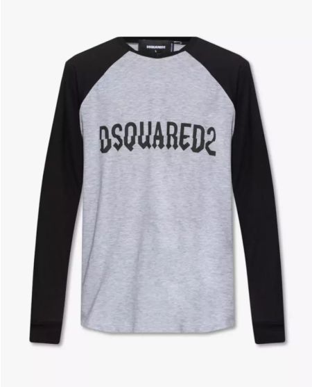 DSQUARED2 Сіра футболка з контрастним принтом