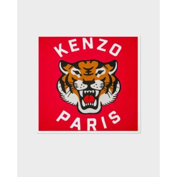 KENZO Червоний шовковий шарф Lucky Tiger