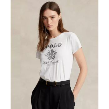 RALPH LAUREN Хлопковая белая футболка с логотипом 