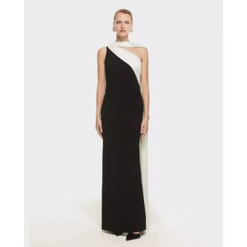 ROLAND MOURET Черно-белое макси-платье