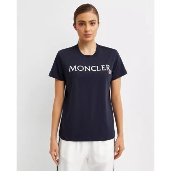 MONCLER Темно-синя футболка з логотипом