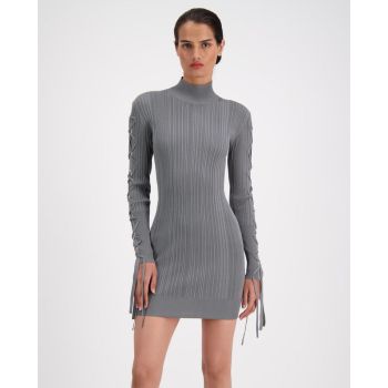 HERVE LEGER Серое платье с переплетением 