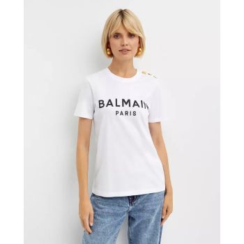 BALMAIN Белая футболка с логотипом 