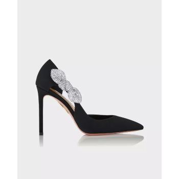 AQUAZZURA Черные шпильки AQUAZZURA Black Very Bow Tie Crystal 105  