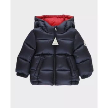 MONCLER KIDS Темно-синя куртка з капюшоном 0-3 роки