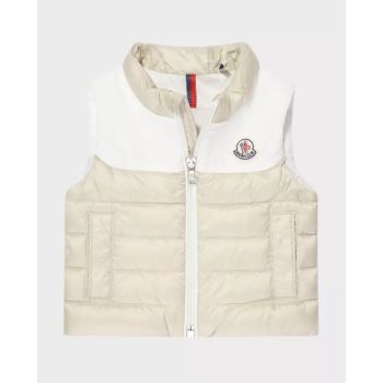 MONCLER KIDS Бежева стьобана жилетка з логотипом