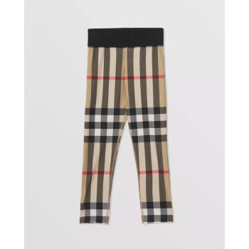 BURBERRY CHILDREN Бежевые леггинсы в клетку