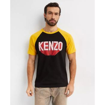 KENZO Черная футболка с контрастным логотипом 