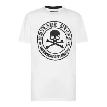 Мужская белая футболка Philipp Plein с вышитым графическим изображением Skull & Bones