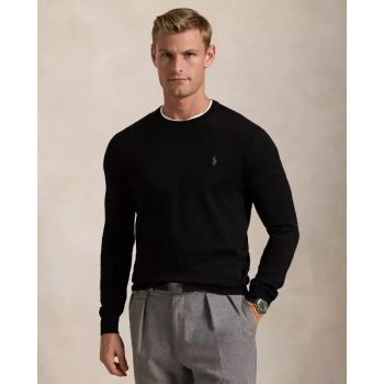 RALPH LAUREN Чорний джемпер із логотипом Slim Fit